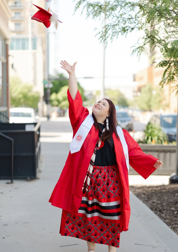 Graduate tossing cap in the air