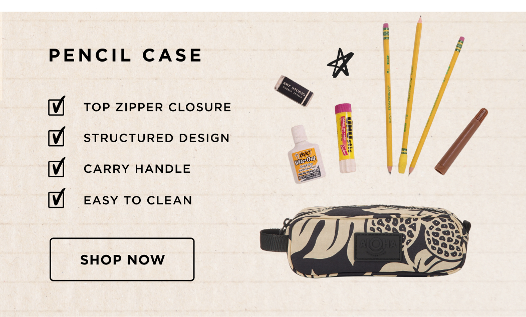 Pencil Case&nbsp;Features:&nbsp; Top zipper closure Structured design Carry handle&nbsp; Easy to clean