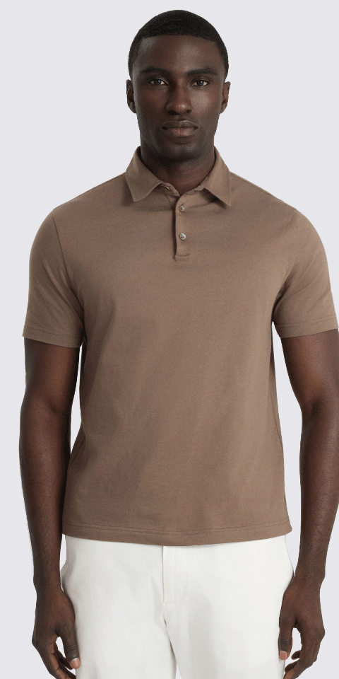 Brown Cotton Jersey Polo Shirt