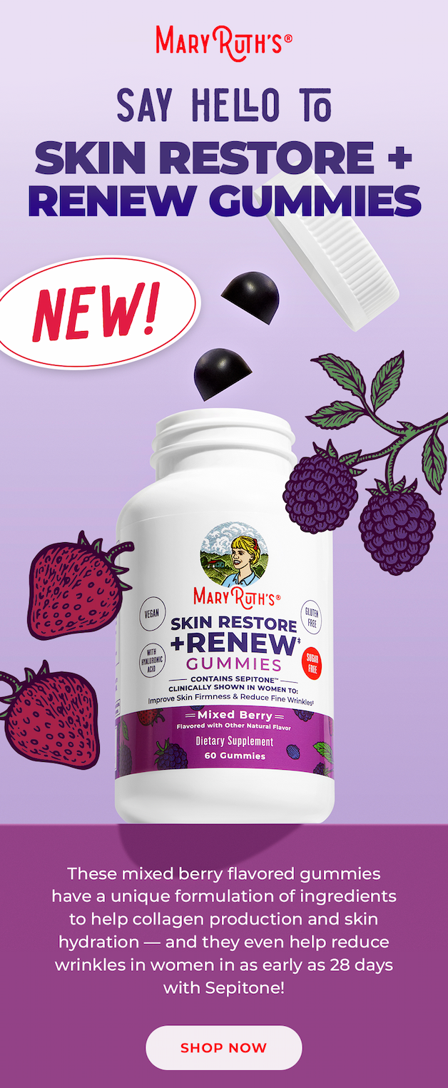 SAY HELLO TO​ Skin Restore + Renew Gummies
