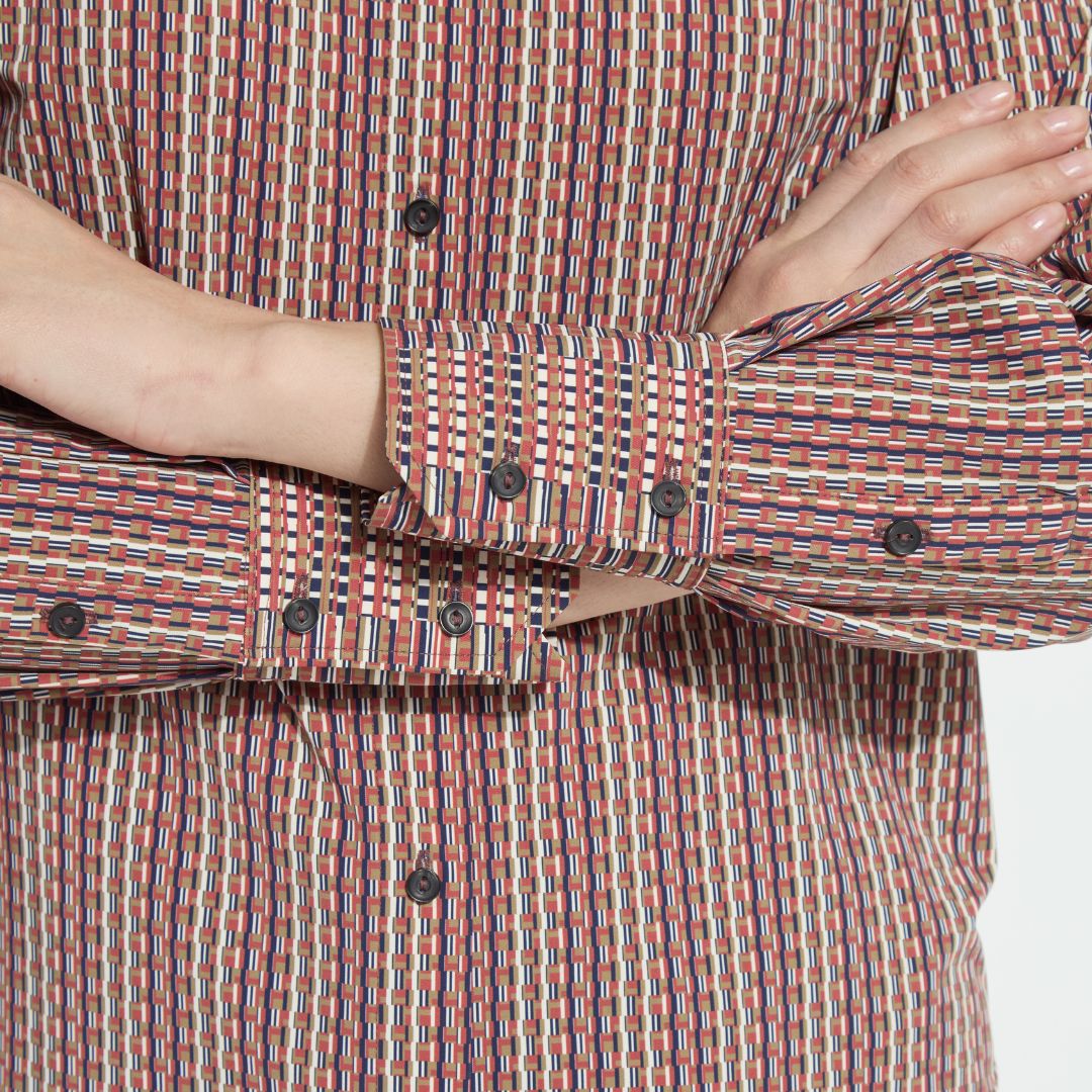 Marjorie Placed Print Button Up Shirt