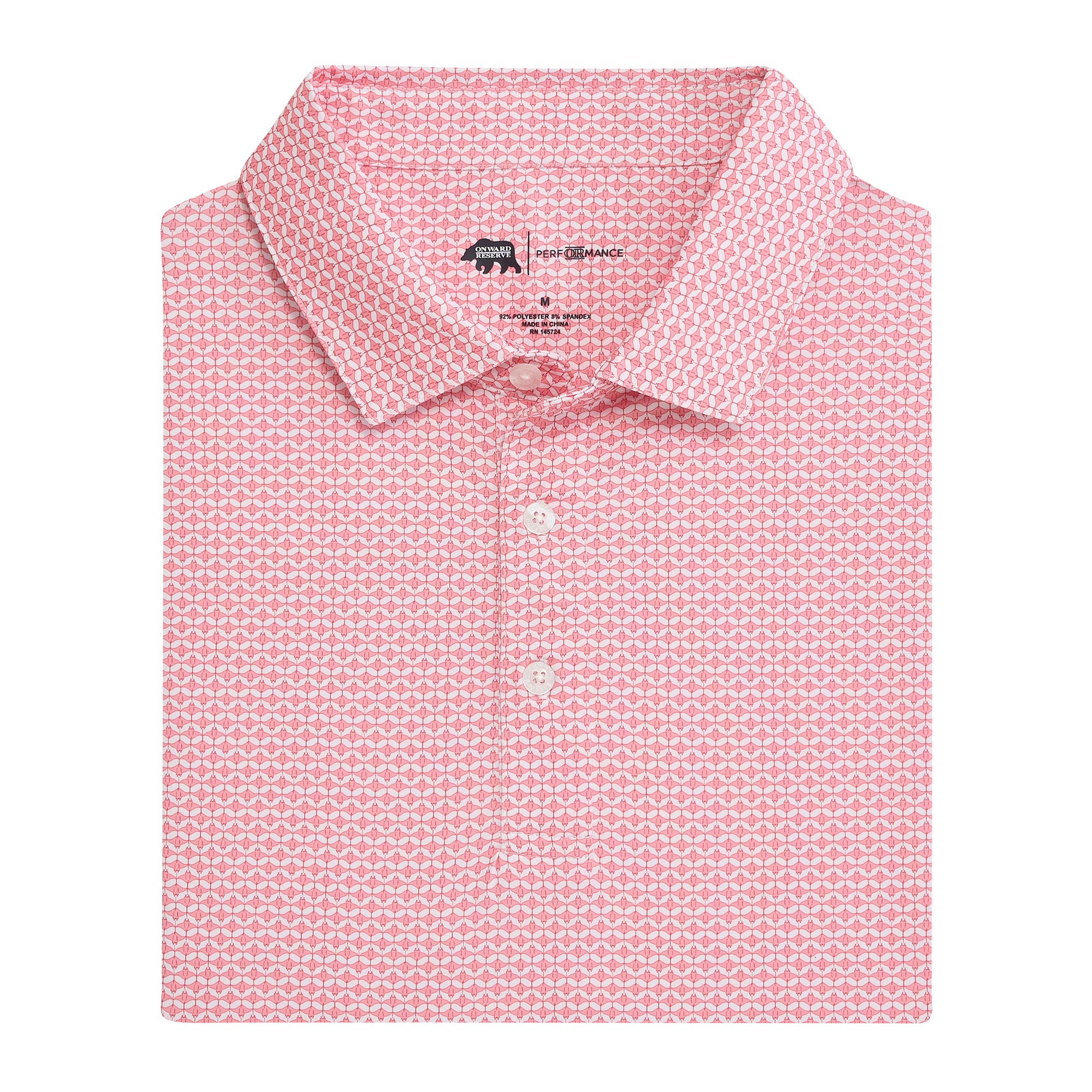 Image of Barb Printed Performance Polo - Sea Pink