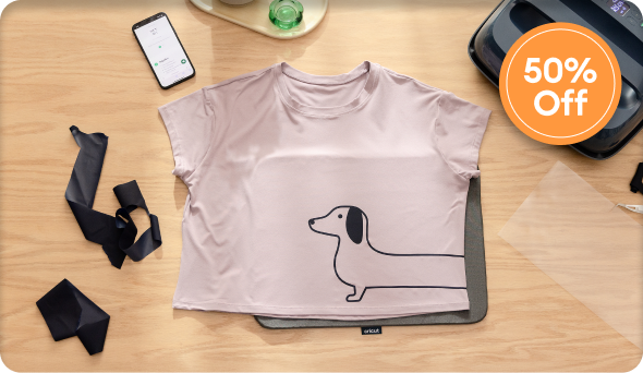Half off iron-on.