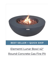 Elementi Lunar Bowl 42in Round Concrete Gas Fire Pit