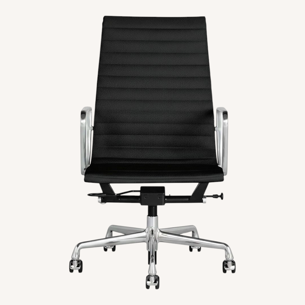 Image of Herman Miller Black Eames Aluminum Leather Office Chair
