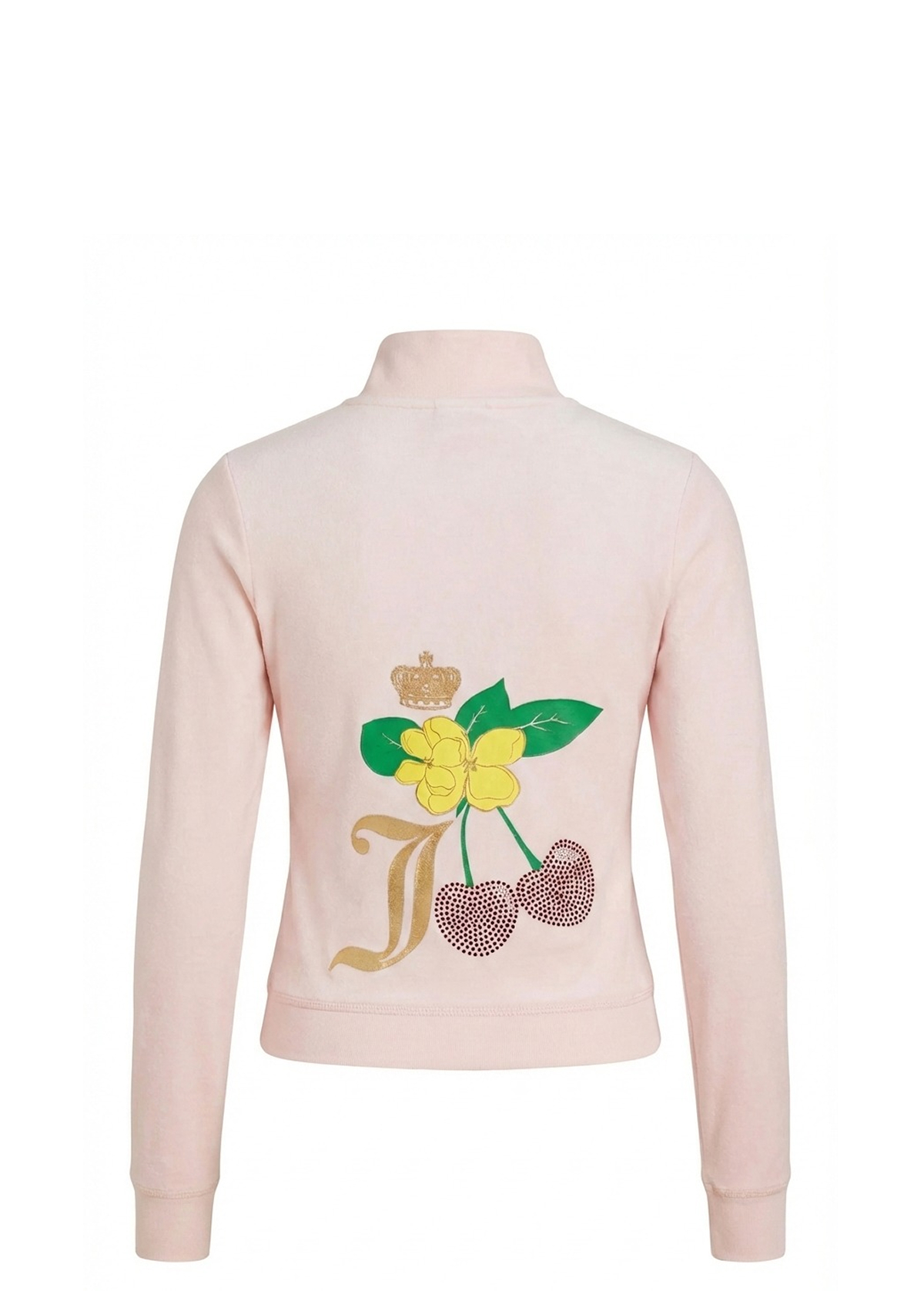 Cherry Heritage Cotton Velour Mockneck Jacket | Soft Glow