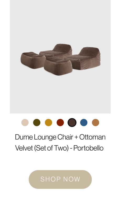 Dume Lounge Chair + Ottoman Velvet (Set of Two)
