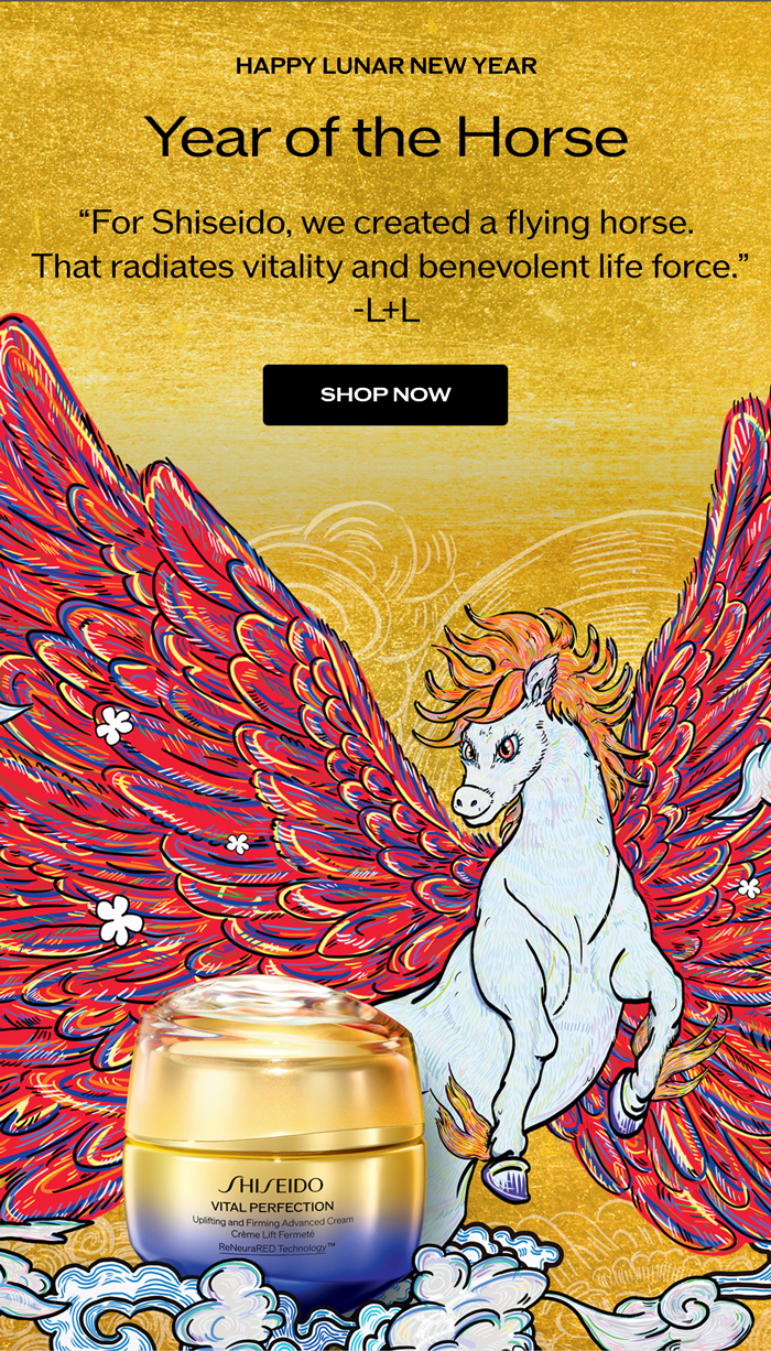 “For Shiseido, we created a flying horse that radiates vitality and benevolent life force.” -L+L