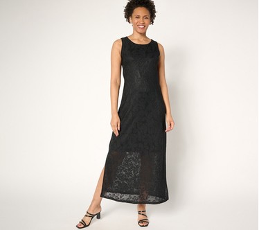 Attitudes by Renee Petite Floral Illusion Jacquard Maxi Dress
