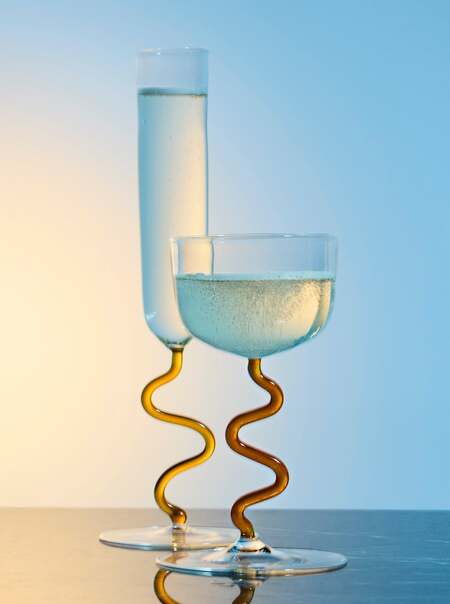 Hand-Blown Glass Champagne Coupes (Set of 2)