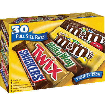 M&M's, Snickers and More Chocolate Candy Bars, Variety Pack, 30-Count