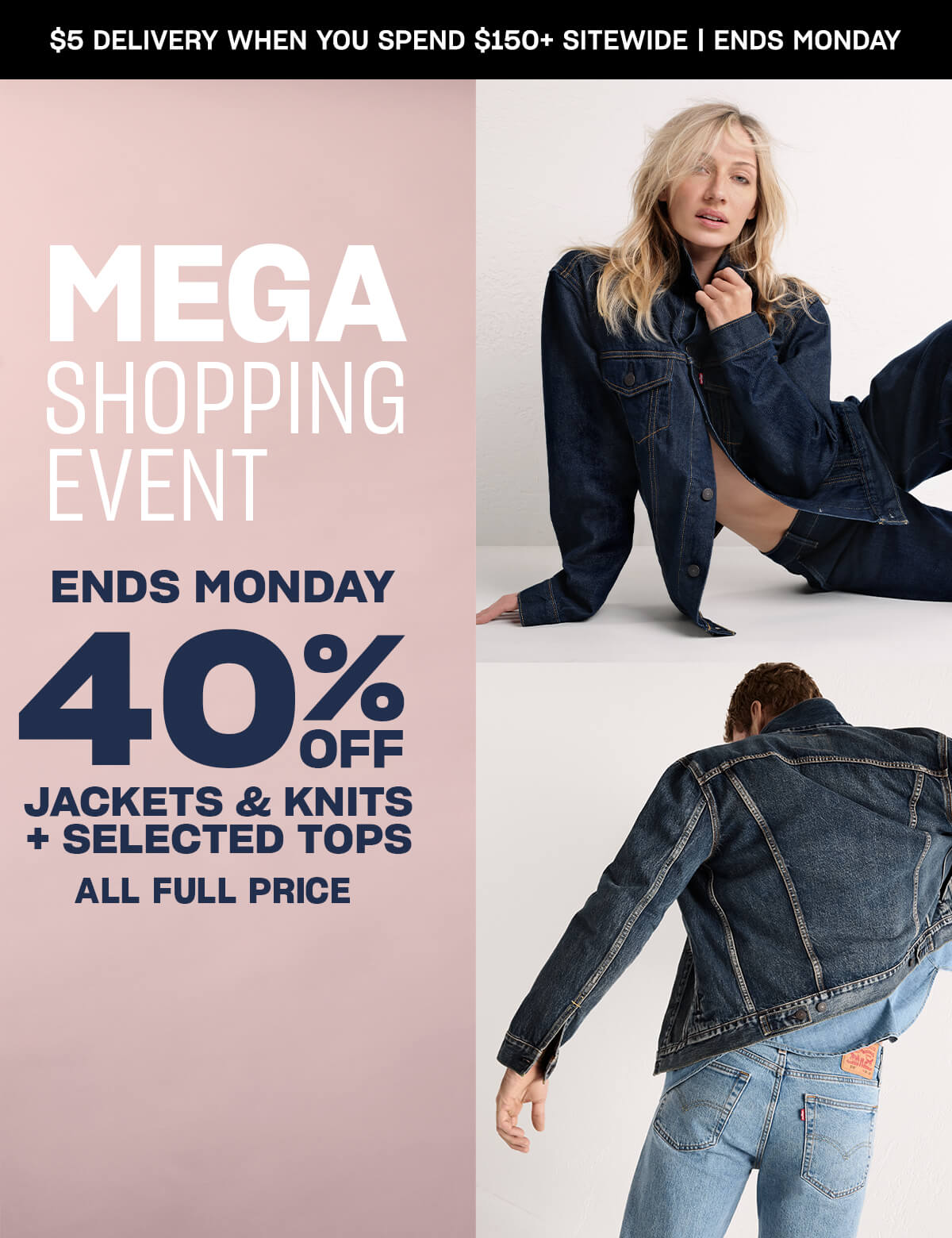 30% off jackets, knits + selected tops