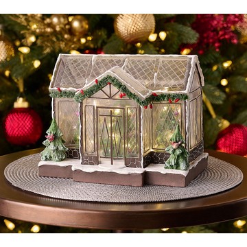 ShWk 8/4 Illuminated Snow-Dusted Conservatory by Valerie