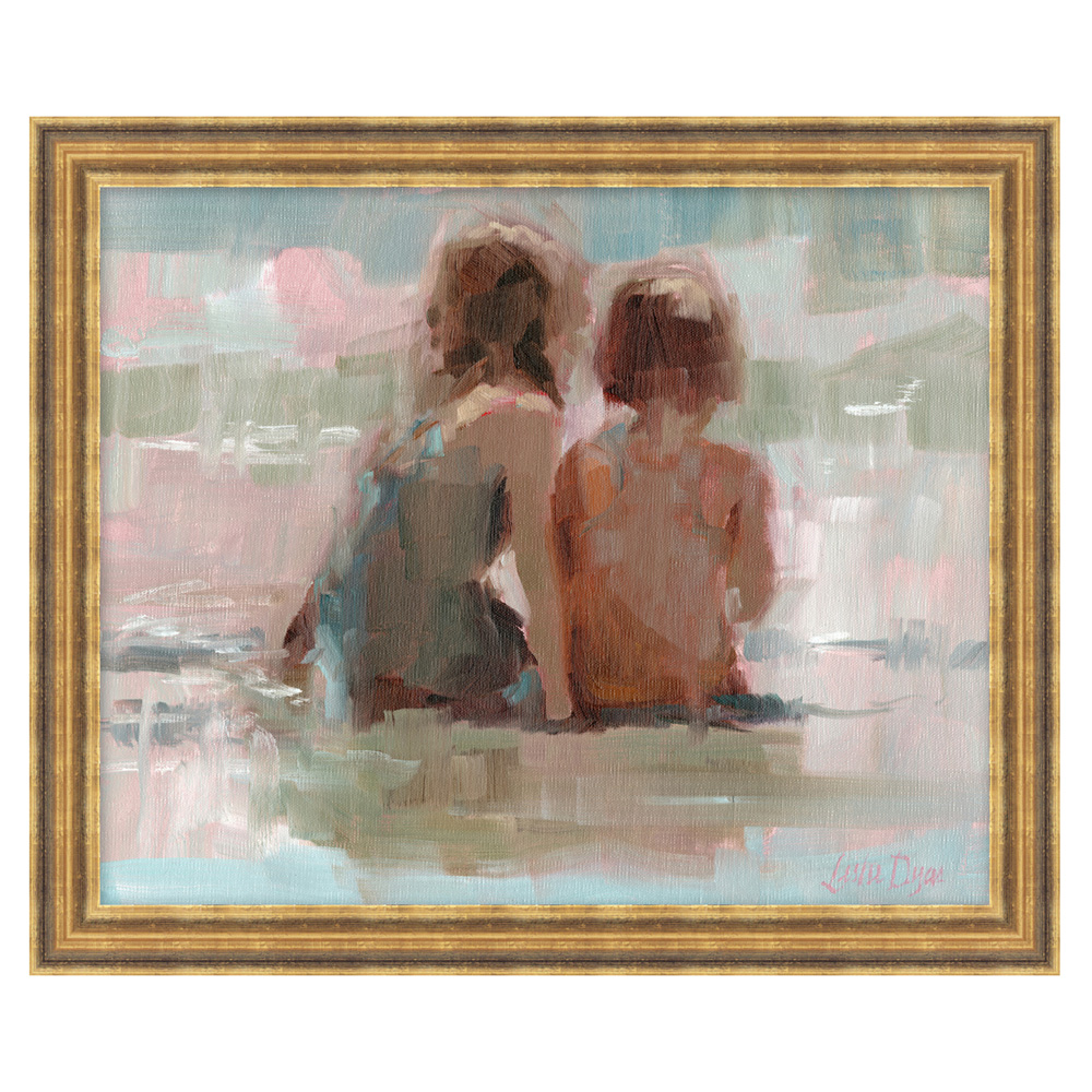 Image of Viola French Country Sisters Love Gold Frame Painting - 15x18