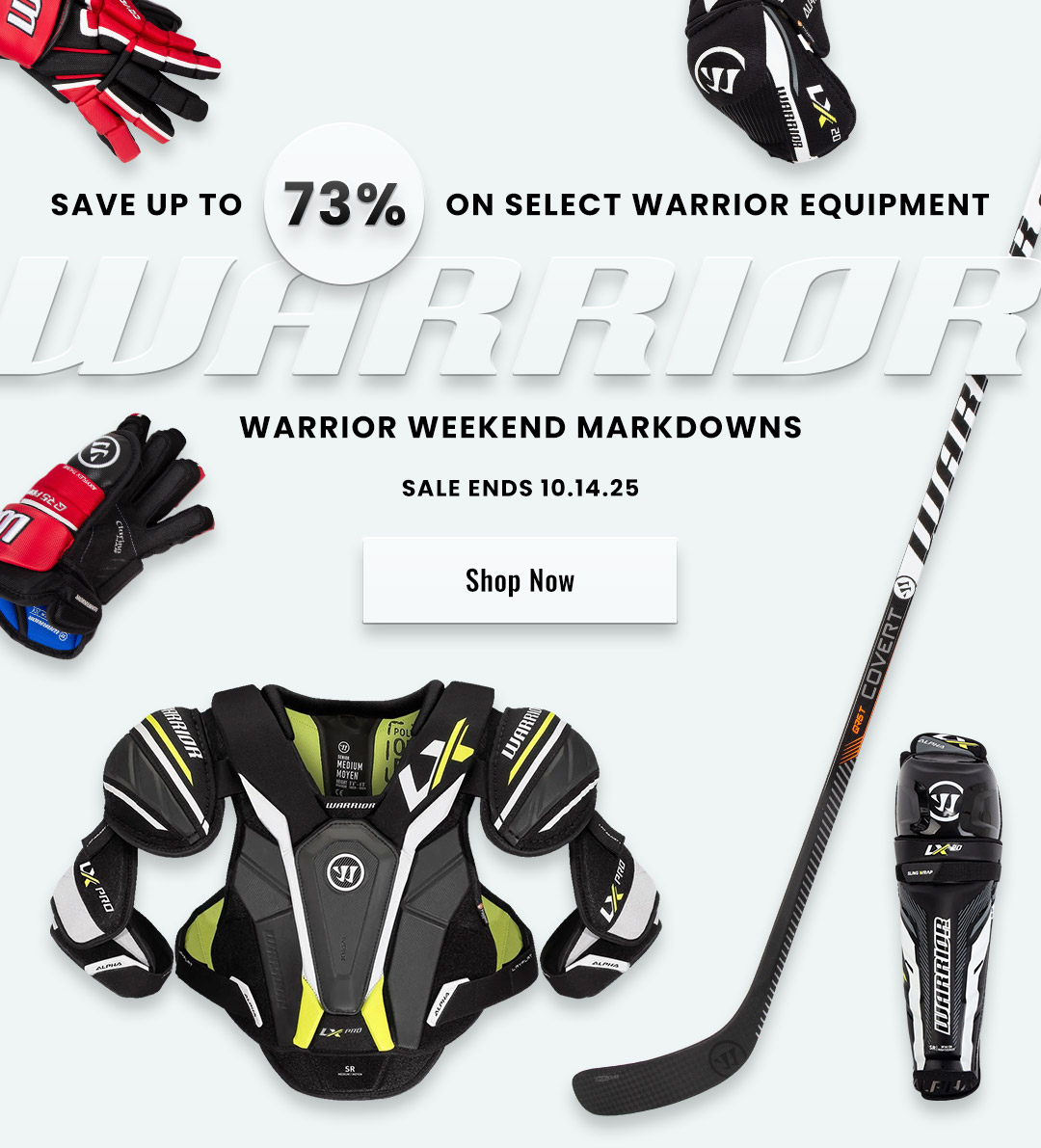 Warrior Weekend Markdowns. Save up to 73% on select Warrior Equipment. Sale ends 10/14/25.