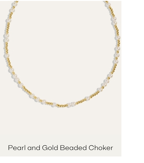 Pearl and Gold Beaded Adjustable Choker Necklace