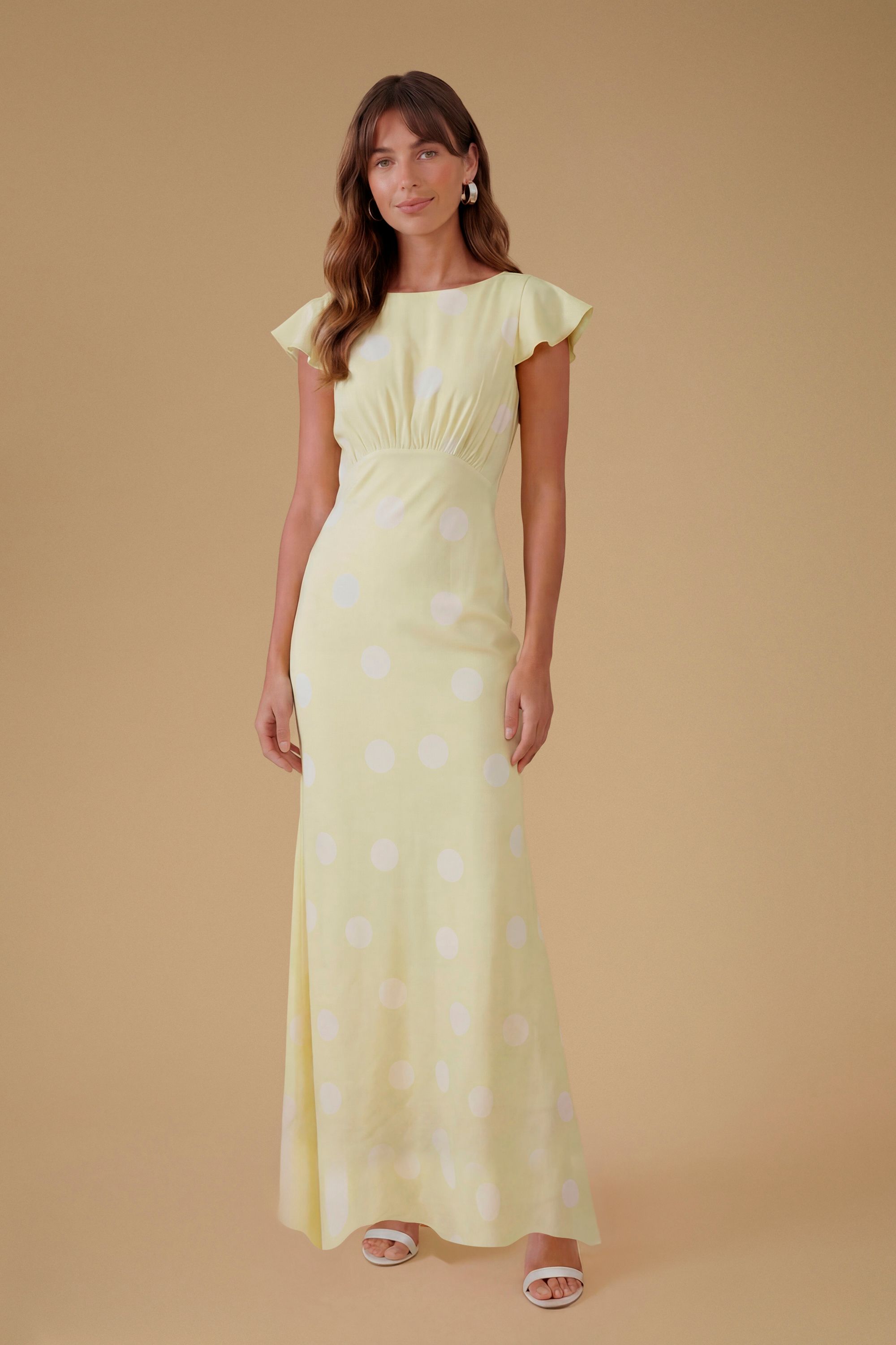 Polkadot Crepe Maxi Dress