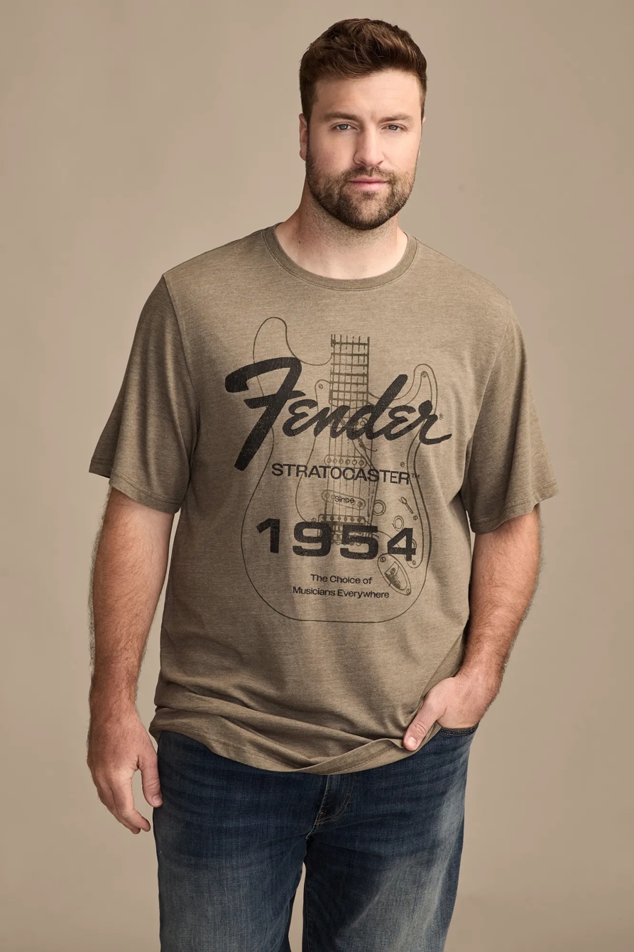 Image of Lucky Brand Big & Tall Fender Stratocaster Tee - Men's Clothing Tops Shirts Tee Graphic T Shirts in Tarmac