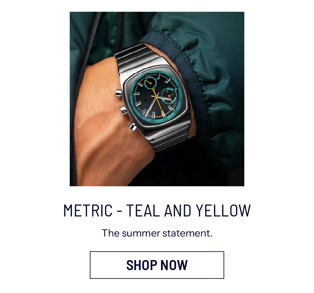 Metric - Teal and Yellow The summer statement. SHOP NOW