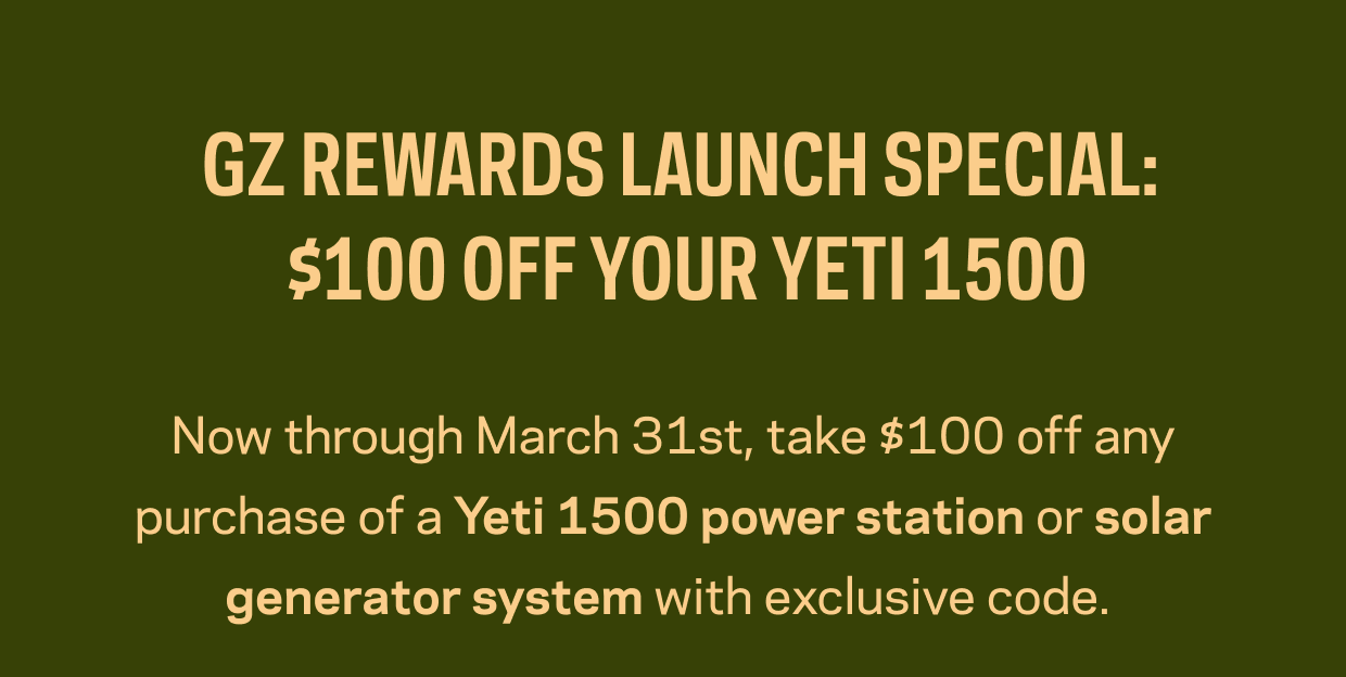 GZ Rewards Members $100 OFF