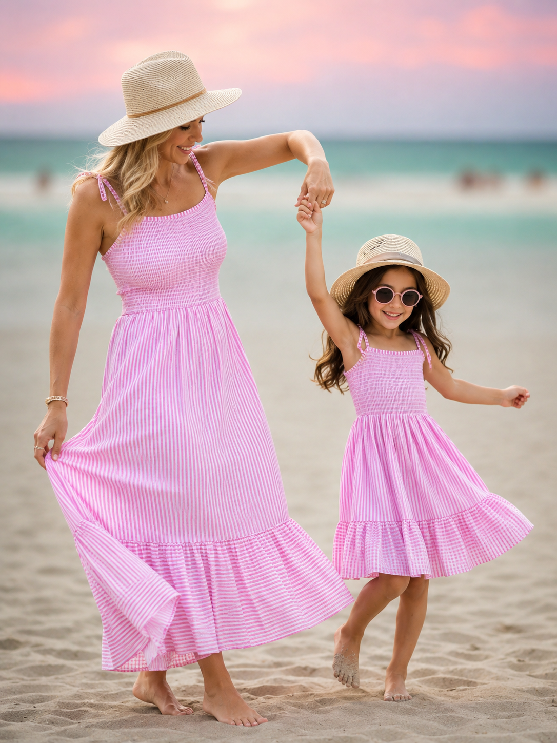 Image of Mommy and Me Candy Stripe Smocked Midi Dress