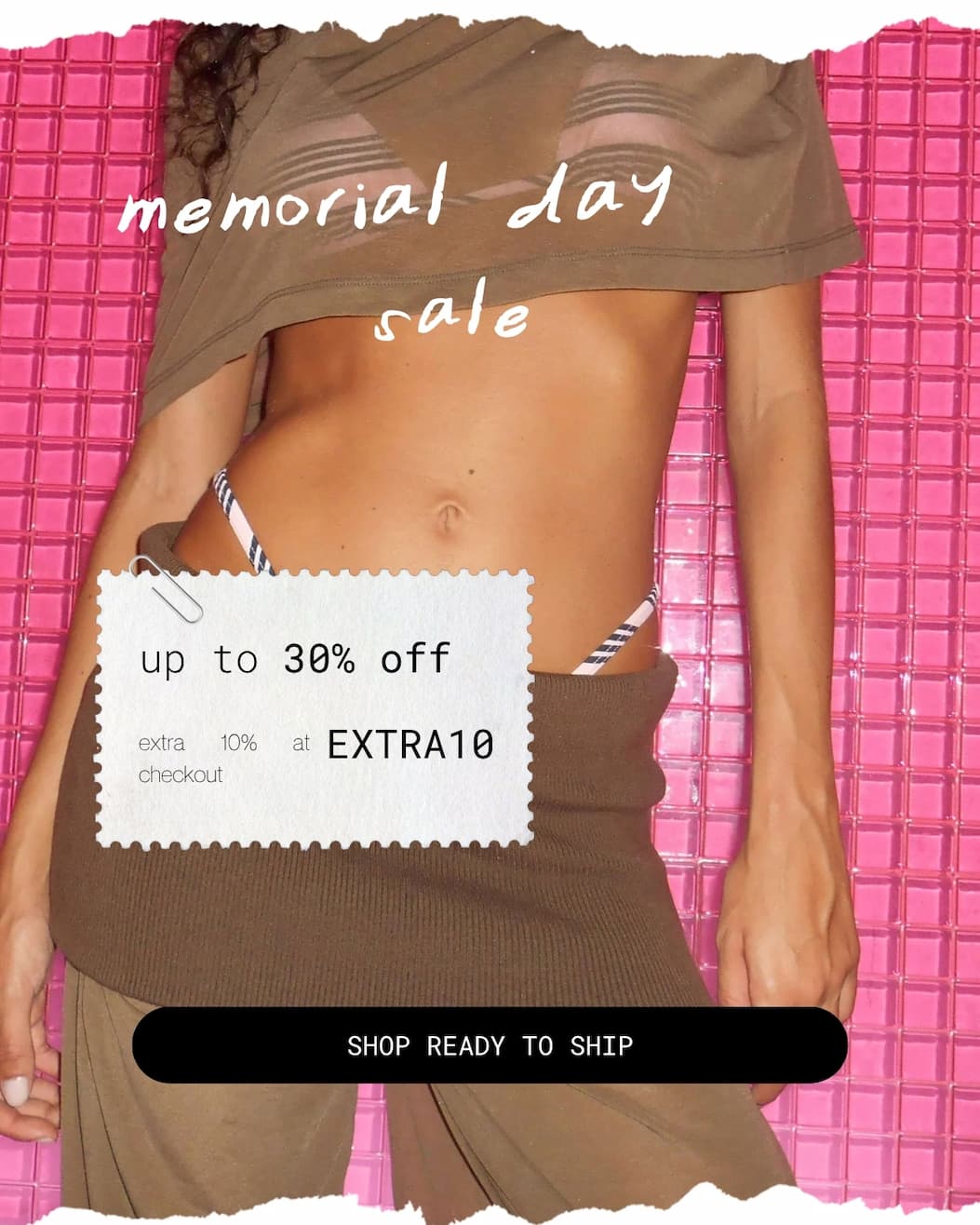 Memorial Day, Ready to ship pieces, are pieces designed to last beyond one season. Customers can explore ready-to-ship styles with reduced pricing for a limited time. The collection balances structure, softness, and everyday wearability.