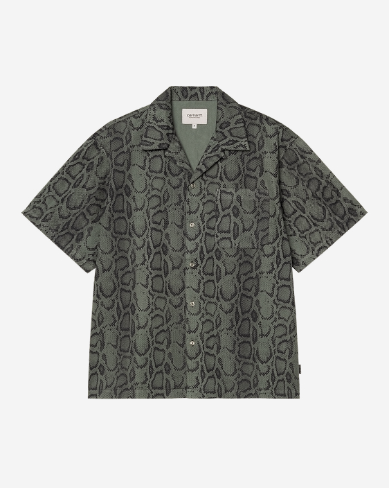 Carhartt WIP Short Sleeve Snake Camo Shirt | Leaf (Garment Dyed)