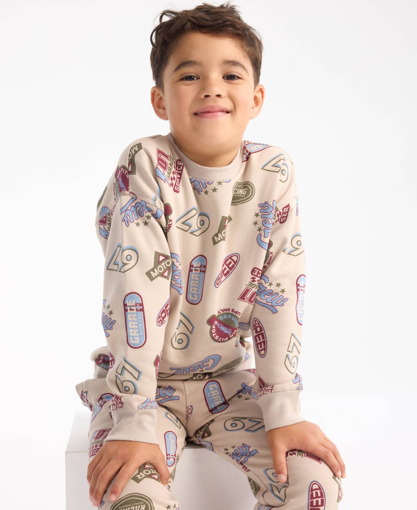Little Kids' All Over Print Crew Sweatshirt