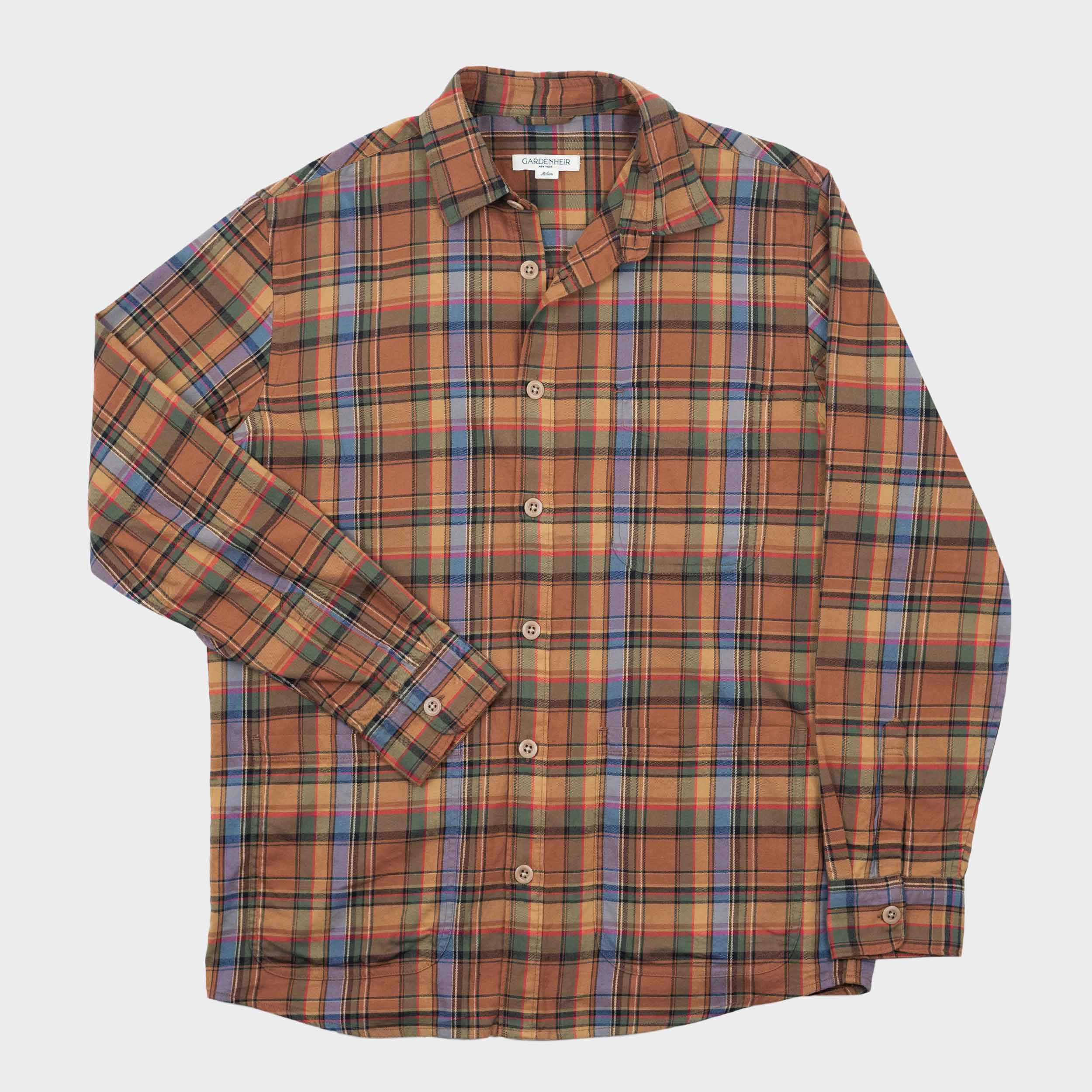 Image of Japanese Brushed Twill Button Down with Patch Pockets in Scout Plaid