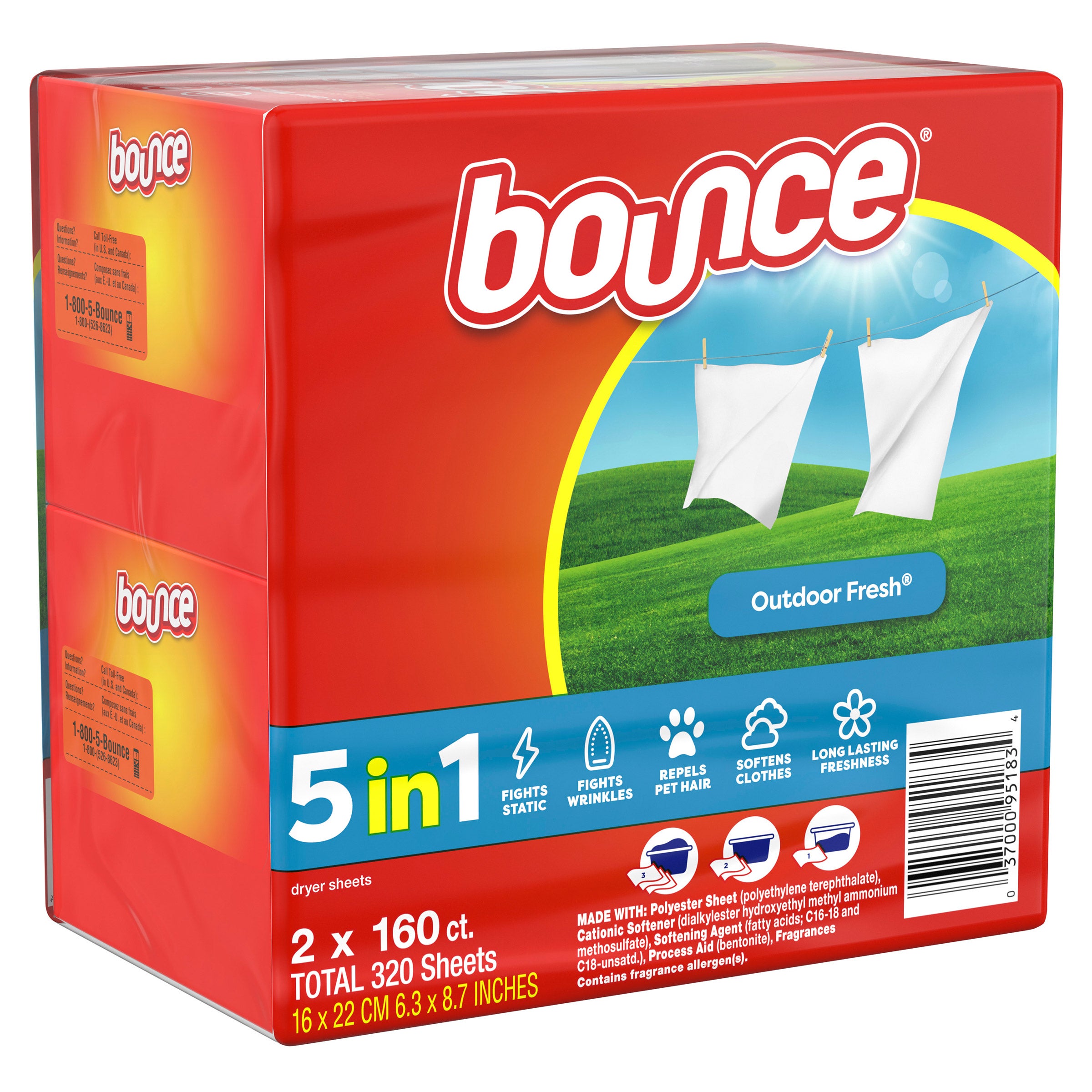 Bounce Fabric Softener Dryer Sheets, Outdoor Fresh
