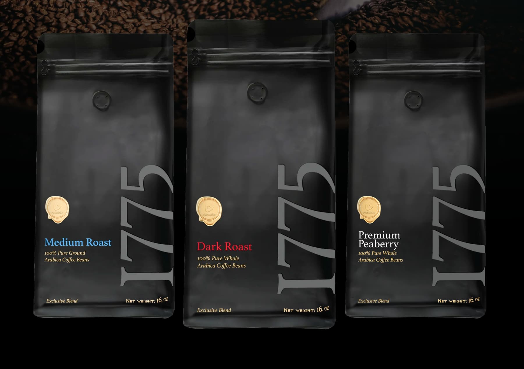Medium Roast. Dark Roast. Premium Peaberry.