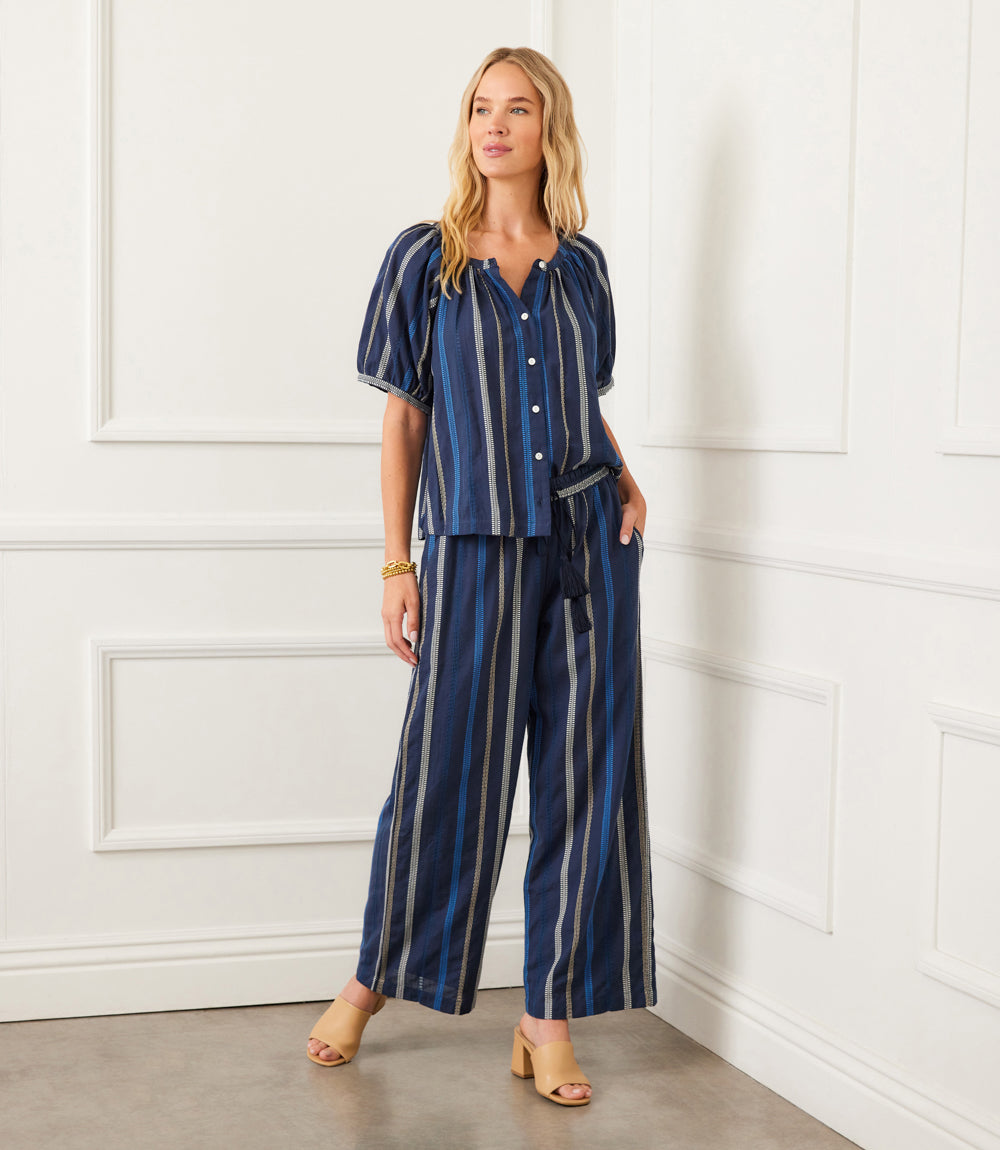 Image of Embroidered Cropped Drawstring Pants