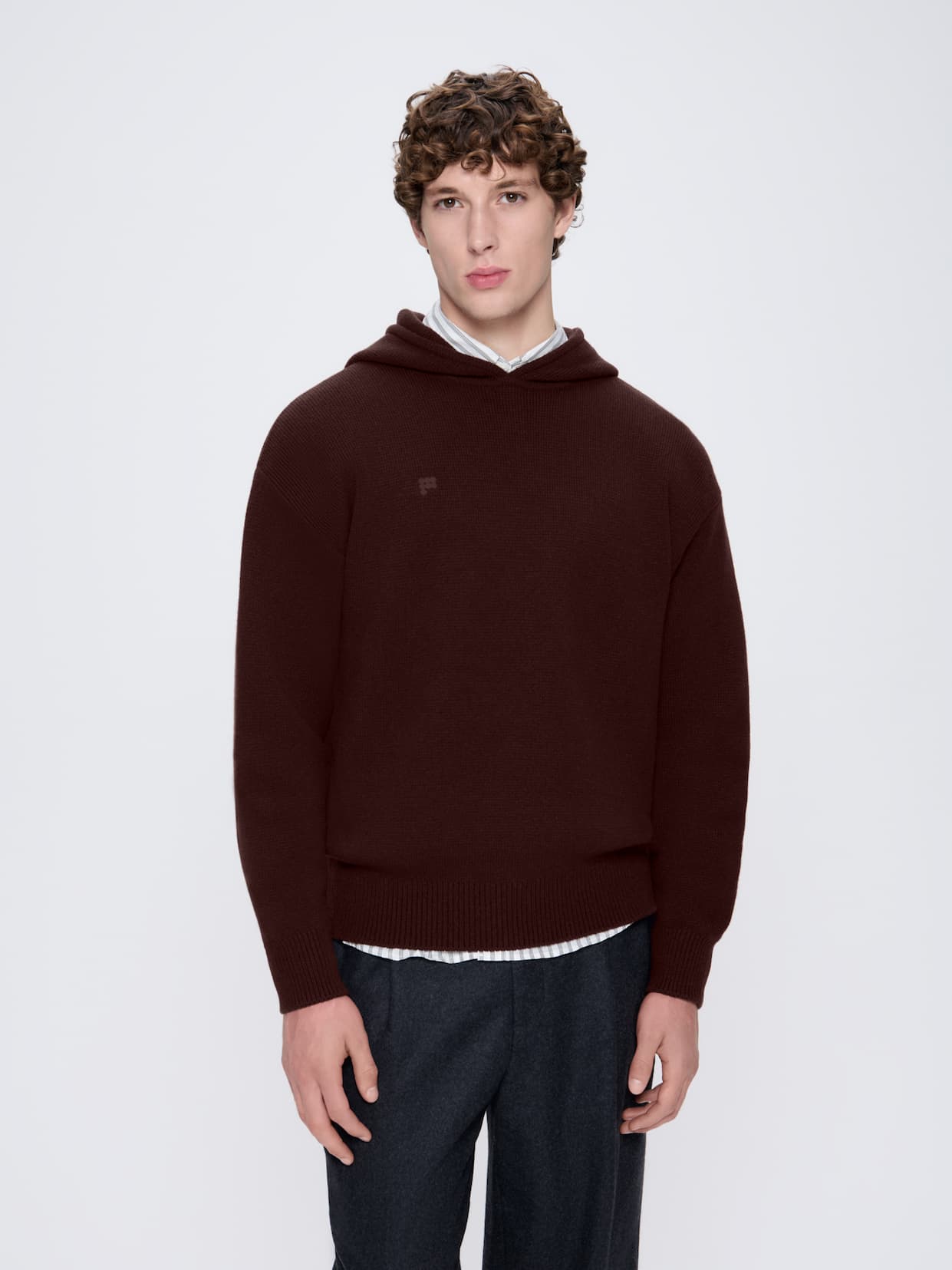 Womens Recycled Cashmere Hoodie - Dark Burgundy