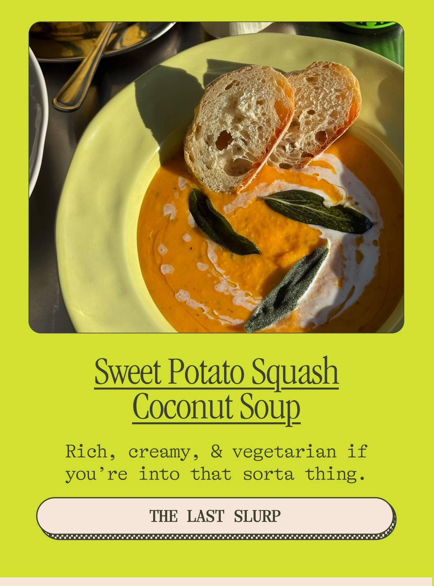 Sweet Potato Squash Coconut Soup - THE LAST SLURP