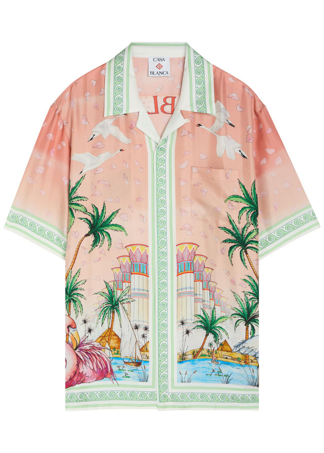 CASABLANCA Radiating logo-monogram silk shirt