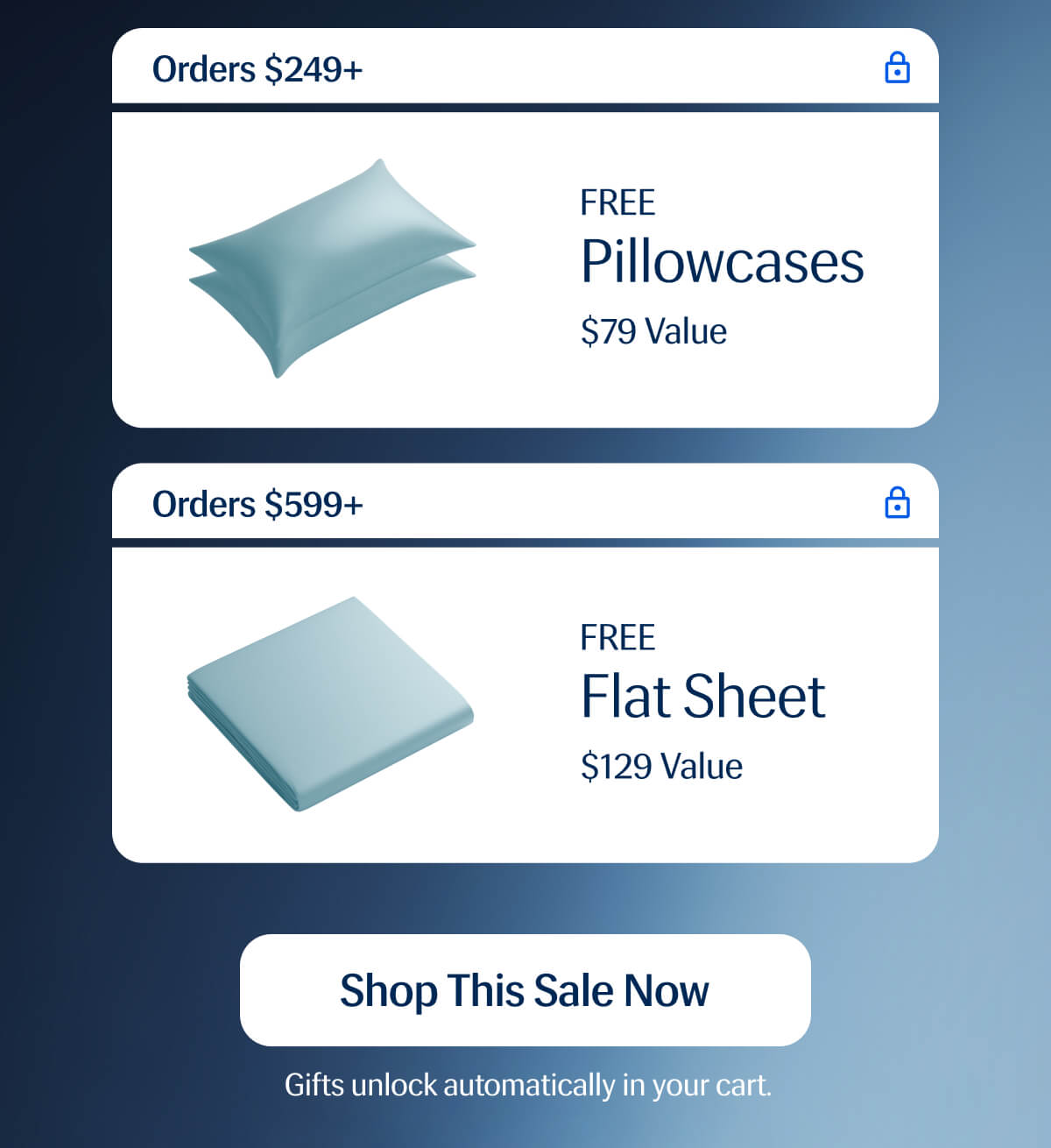 Free Pillowcase on $249+ Orders | Free Flat Sheet on $599+ Orders | Shop This Sale Now