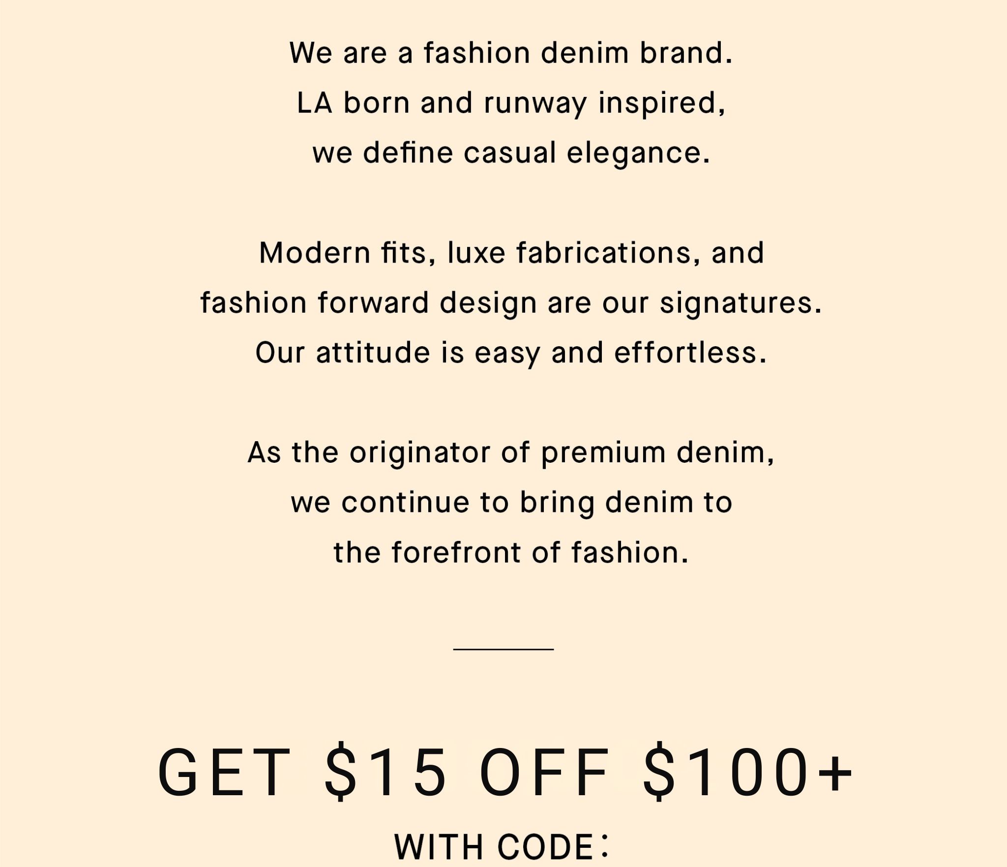 Get $15 Off First Order of $100+