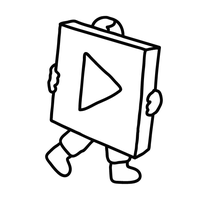 A figure carries a giant play button