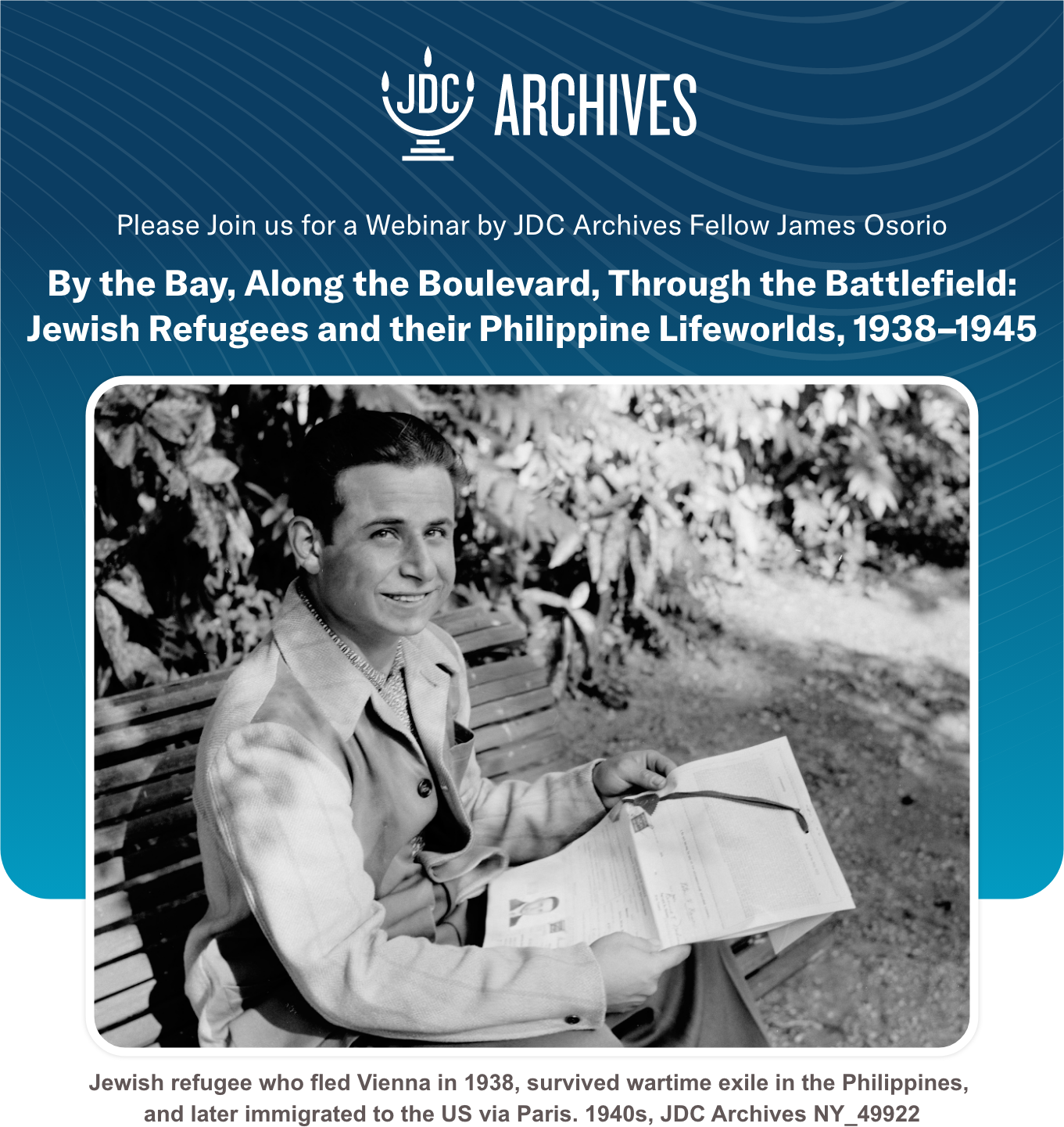 The JDC Archives invites you to a webinar: Jewish Immigration from China to Israel, 1945–1951 Header