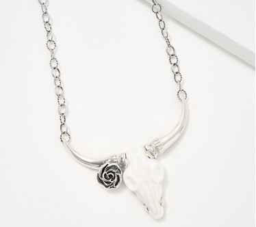 American West Sterling Carved White Agate Abiquiu 18" Necklace