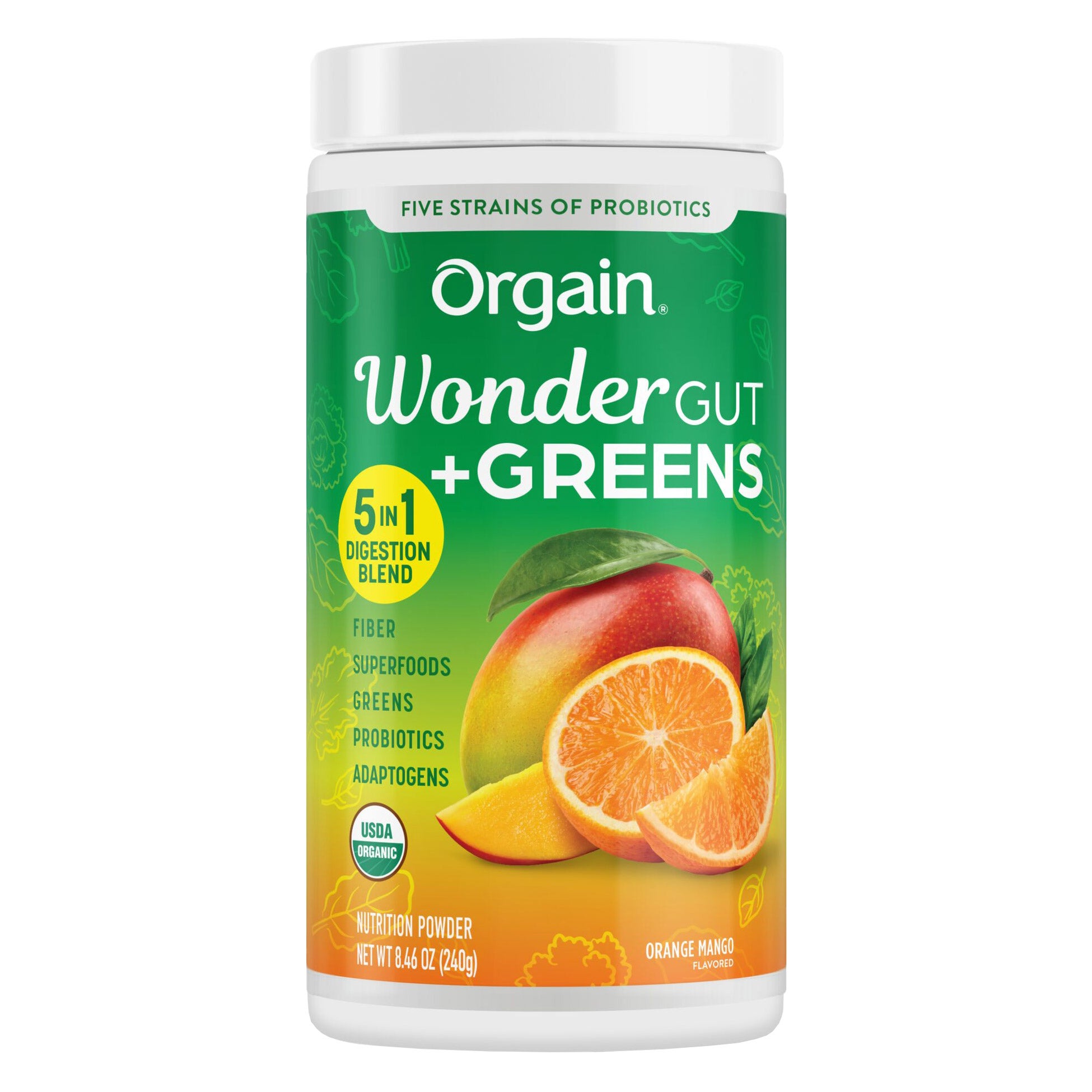Orgain Organic Wonder Gut + Greens, Orange Mango, 8.46 oz