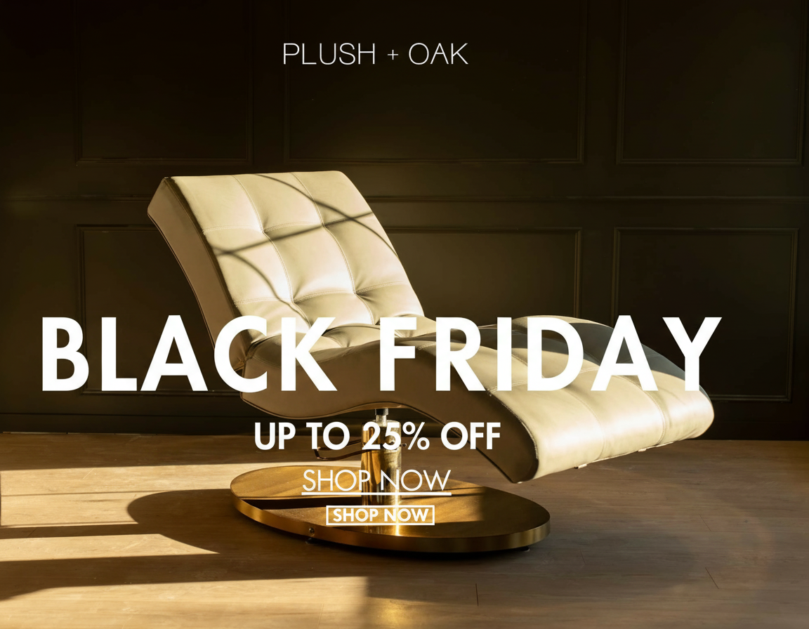 an image of a black friday sale with a white chair