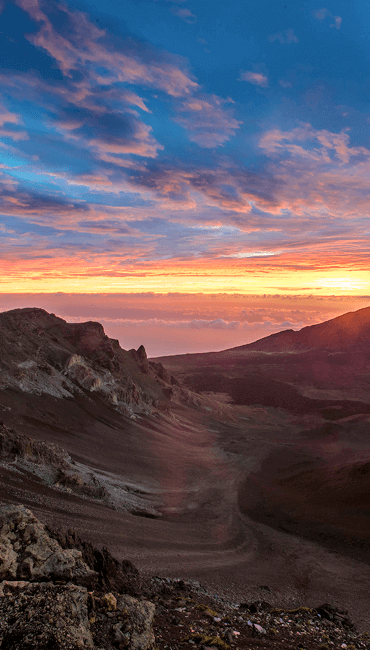 A mountain at sunrise.