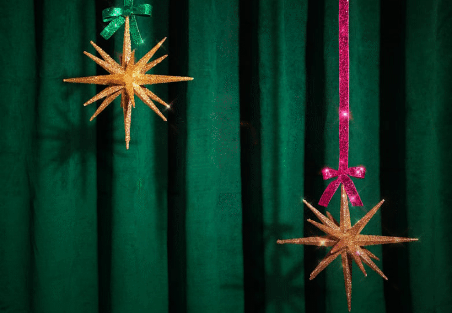 Festive holiday ornaments and the words 'Jingle bills' sliding into frame