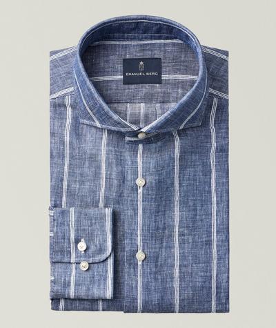 Emanuel Berg - Luxe Sartorial Striped Linen Dress Shirt