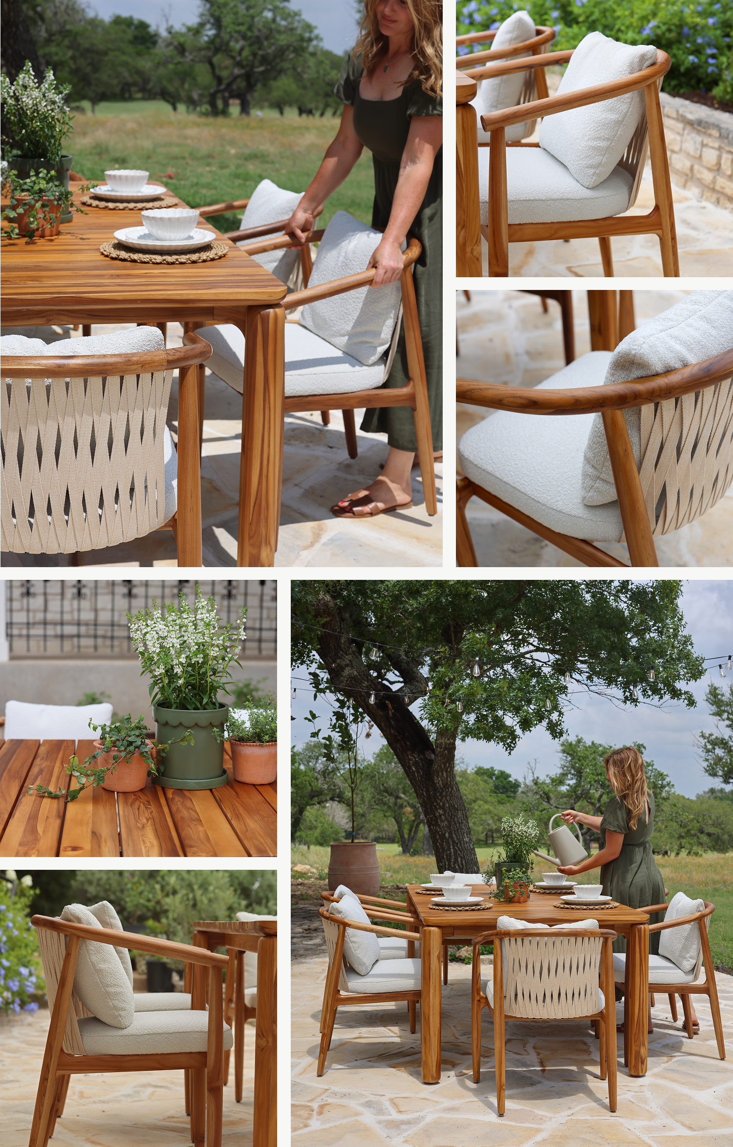Dillon Outdoor Dining Table and Chairs Featured on a Chic Patio