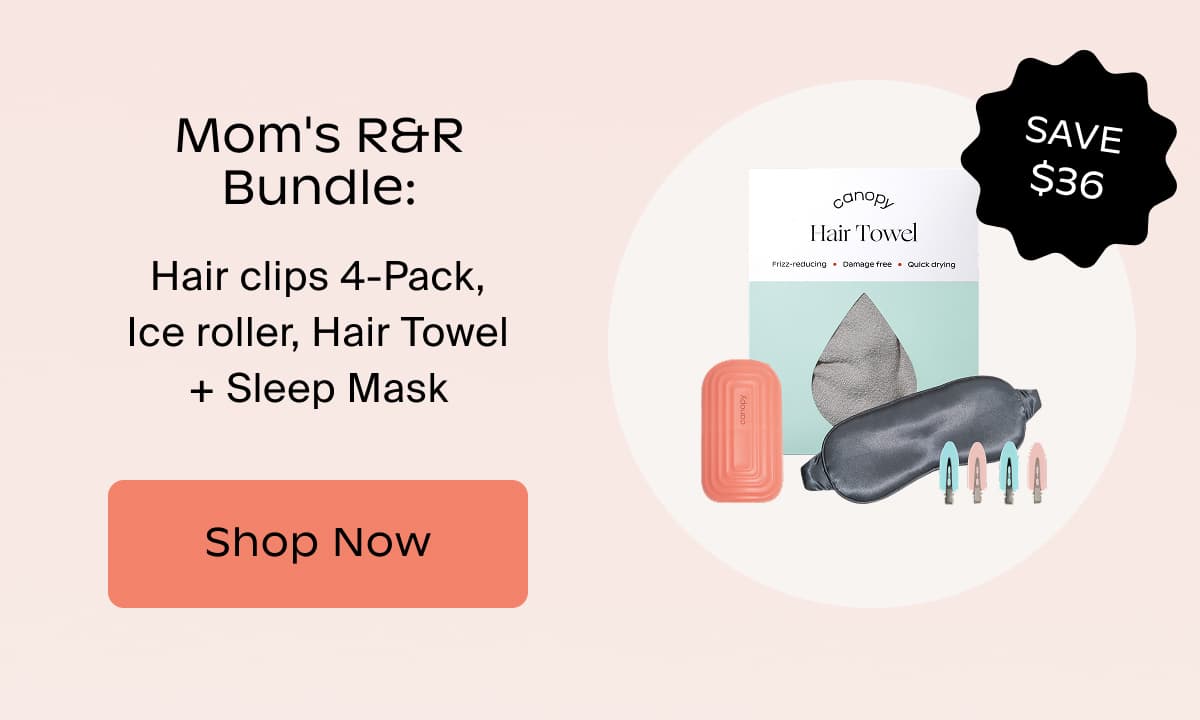 Mom's R&R Bundle: Hair clips 4-Pack, Ice roller, Hair Towel + Sleep Mask | Shop Now
