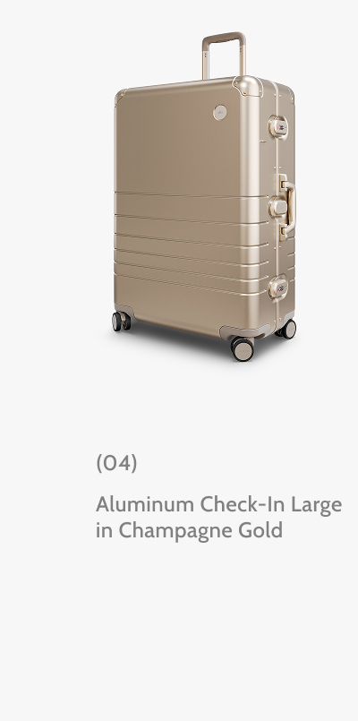 (04) Aluminum Check-In Large in Champagne Gold.