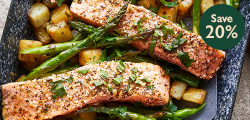 Salmon & asparagus traybake