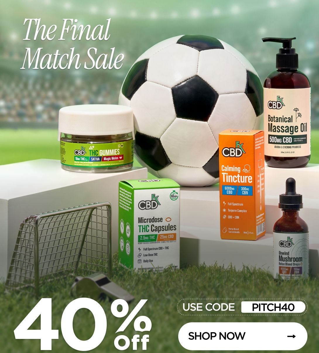 The Final Match Sale 40% OFF Use code PITCH40